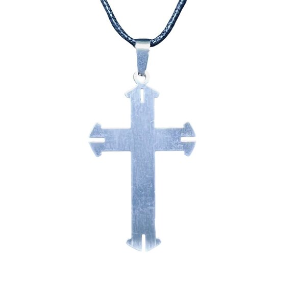 Men's Silver Tone And Blue Multi Layered Cross Pendant (6125) - Picture 5 of 5